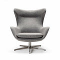 Swivel lounge chair in gray fabric with stainless steel base 80 x 80 x 90cm