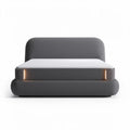 Modern fabric bed frame with built-in LED lighting in gray 200 x 160 x 30cm
