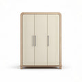 Three-door wardrobe in cream and wood finish 80 x 40 x 120cm