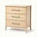 Three-drawer wooden dresser in white finish with black hardware 40 x 30 x 70cm