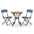 Outdoor bistro set with wicker chairs and wooden tabletop 80 x 80 x 75cm