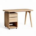 Oak wood desk with two drawers and open storage space 120 x 60 x 75cm