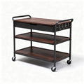 Wooden serving cart with metal frame and caster wheels 90 x 50 x 80cm