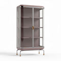 Glass display cabinet with metal frame in blush pink 75 x 40 x 170cm