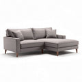 Sectional sofa in gray fabric with wooden legs 180 x 90 x 85cm
