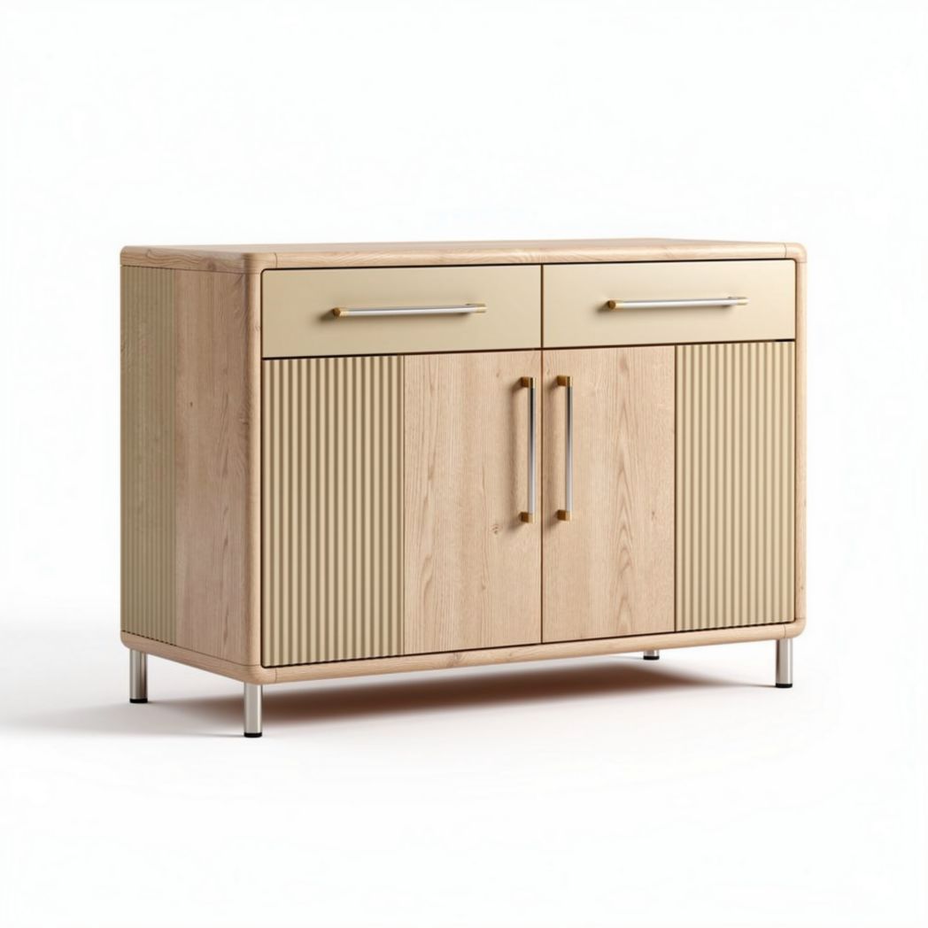 Wooden sideboard cabinet with two drawers and two doors 80 x 40 x 75cm