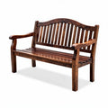 Wooden outdoor bench for garden patio seating in dark brown finish 120 x 60 x 90cm